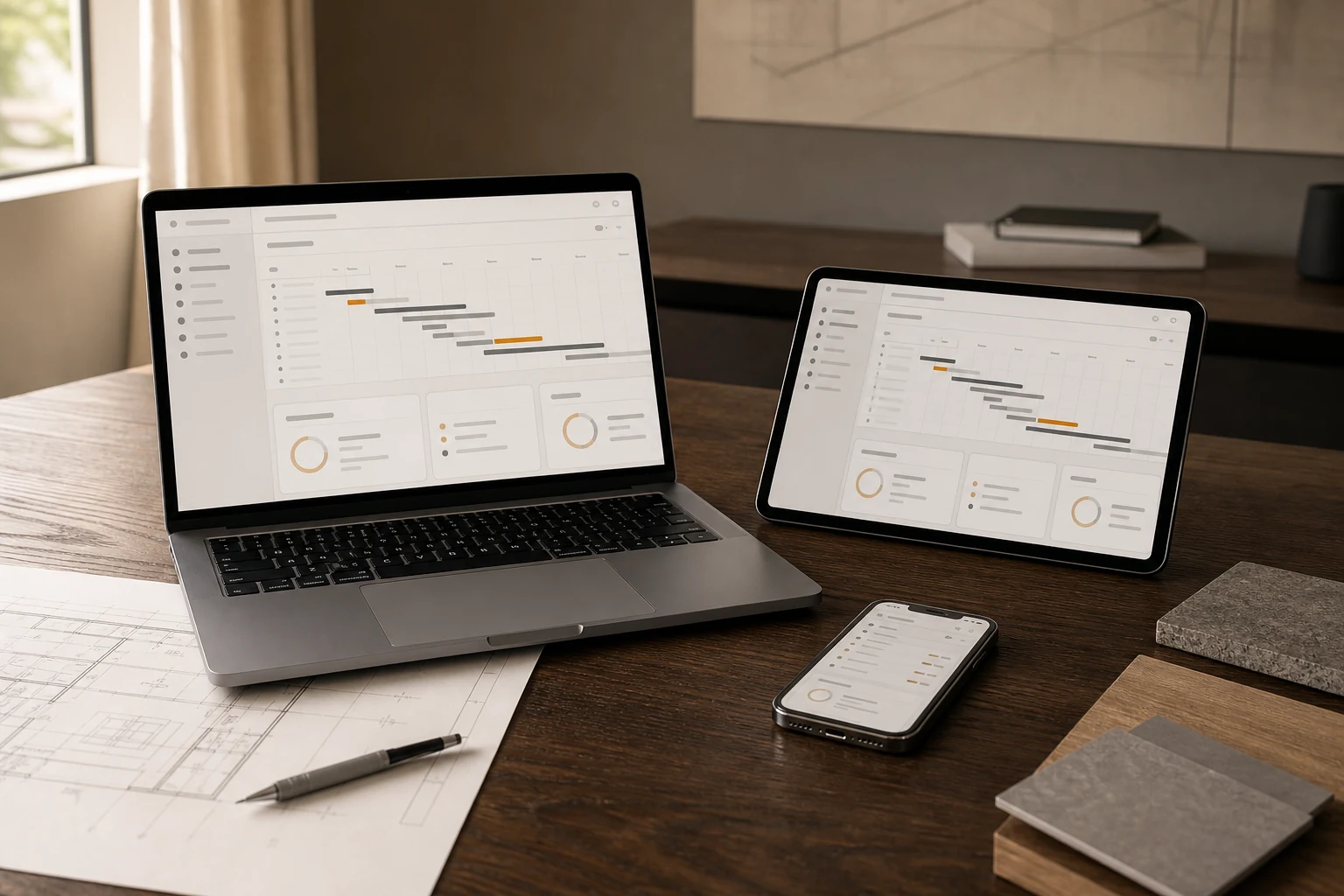 ProjektHeld auf Laptop, Tablet und Smartphone